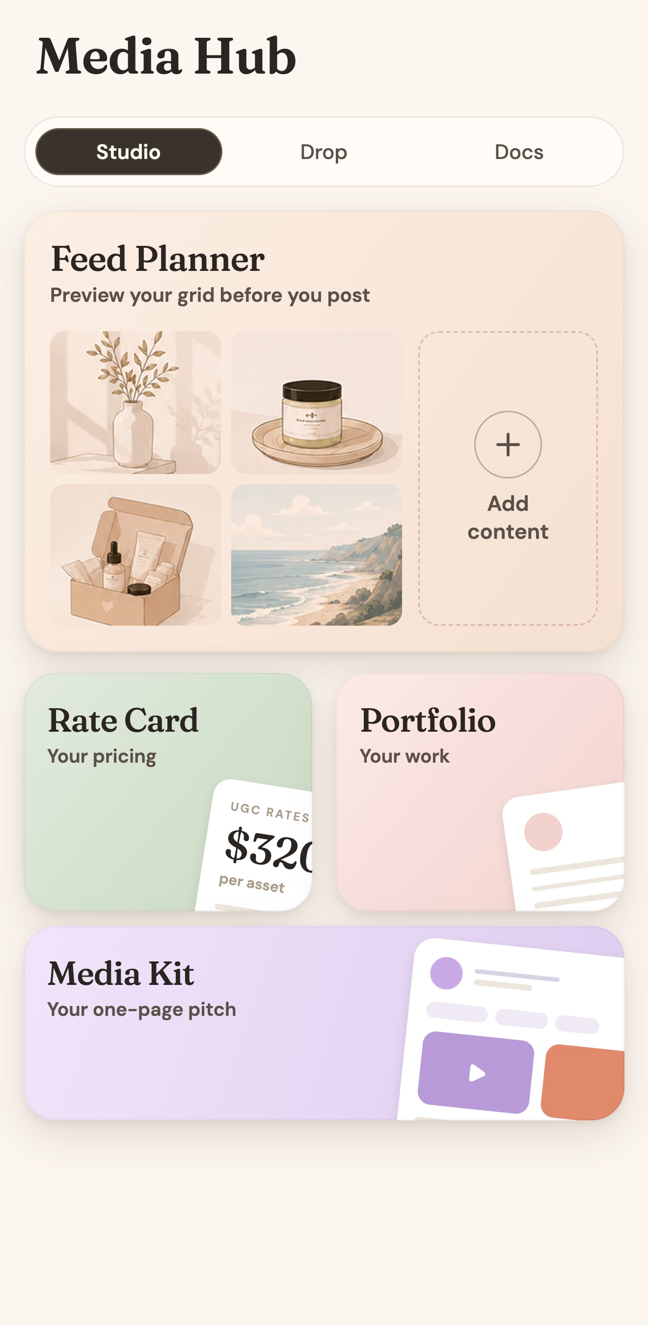 Media Hub in UGC Planner