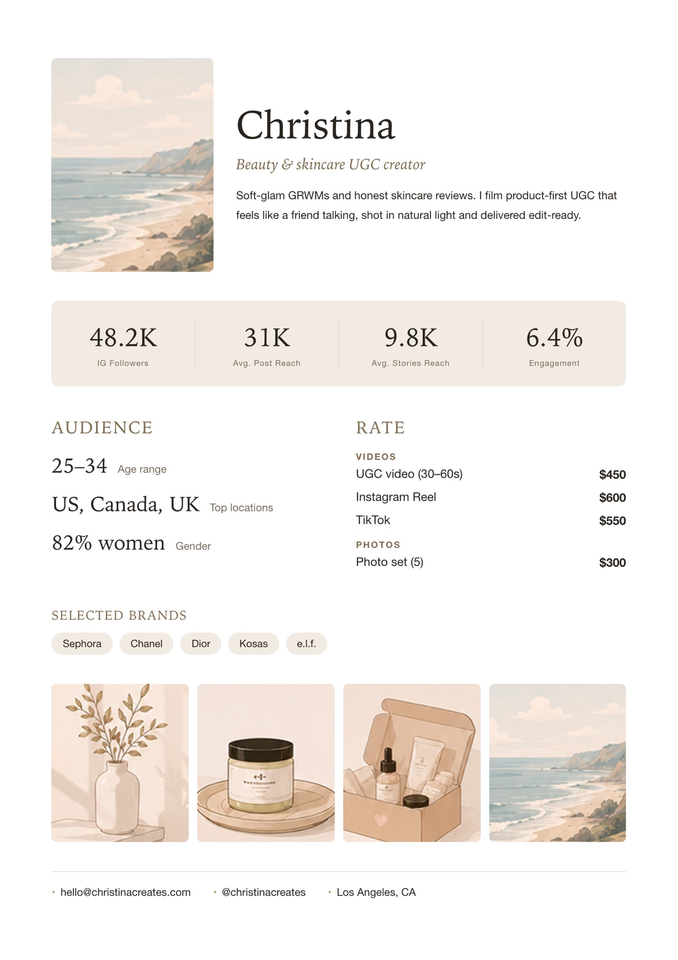 A one-page Editorial UGC media kit