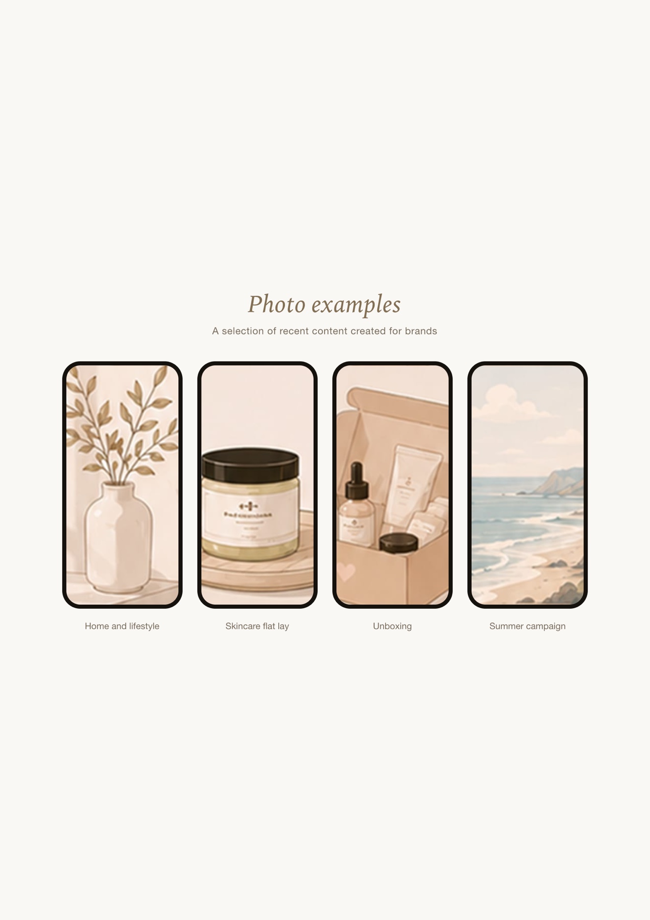 Media kit photo examples page