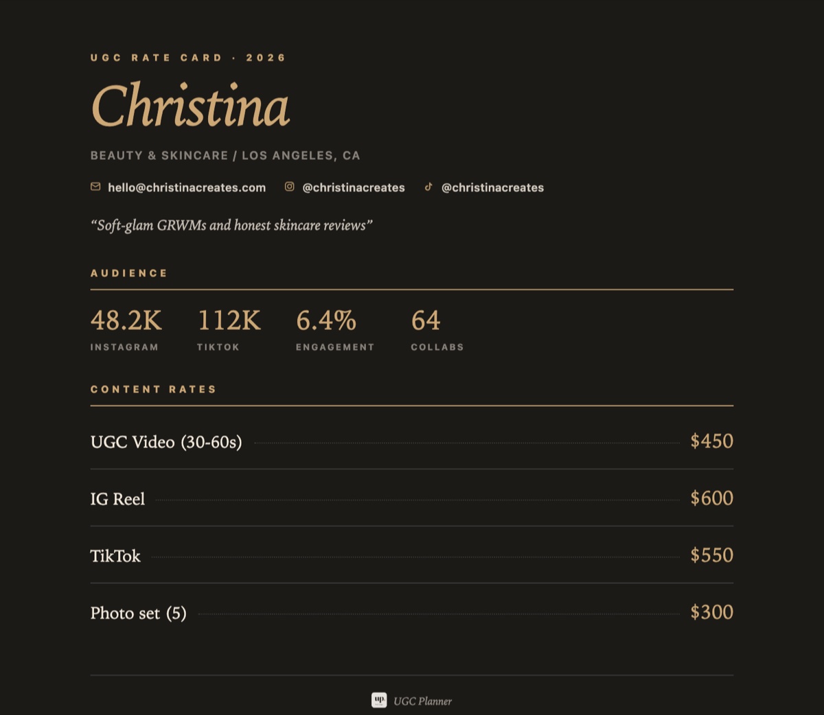 Noir rate card